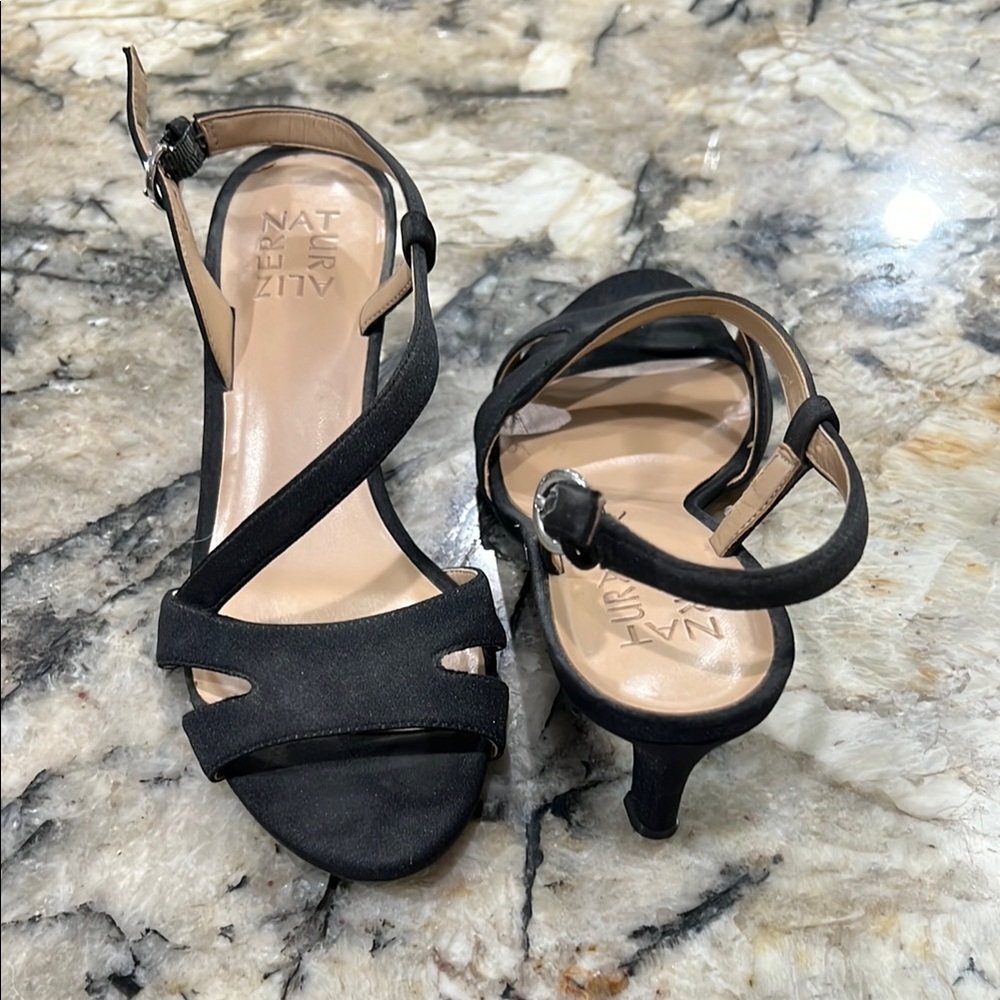 Naturalizer Black Suede Heels with Ankle Strap